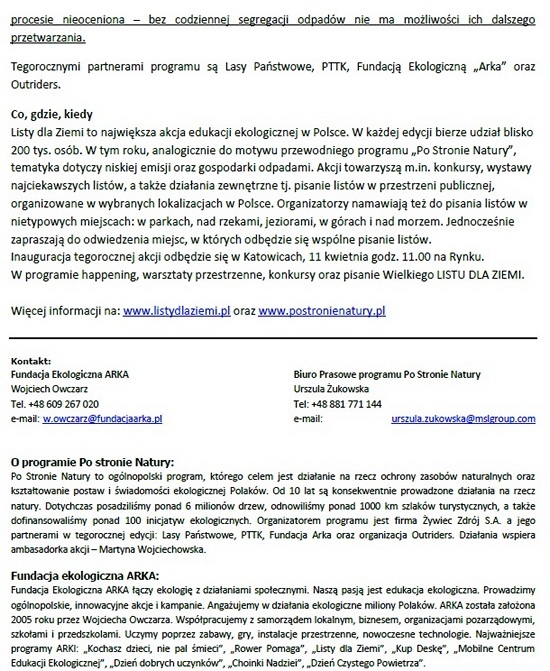 Informacja prasowa Listy dla Ziemi str2