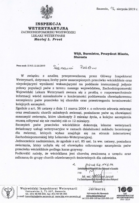 Informacja o szczepieniach psow 20190806 550