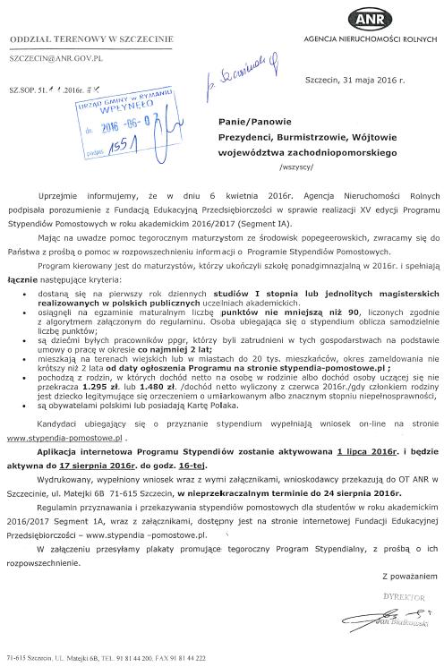 XV edycja Programu Stypendiow Pomostowych 2016