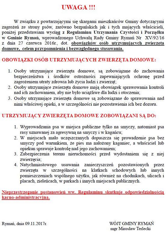 Informacja utrzymywanie zwierzat domowych