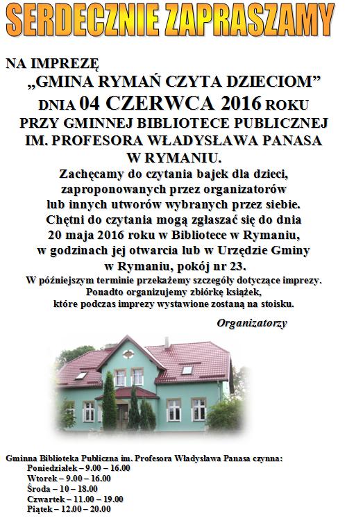 Gmina Ryman czyta dzieciom 04.06.2016