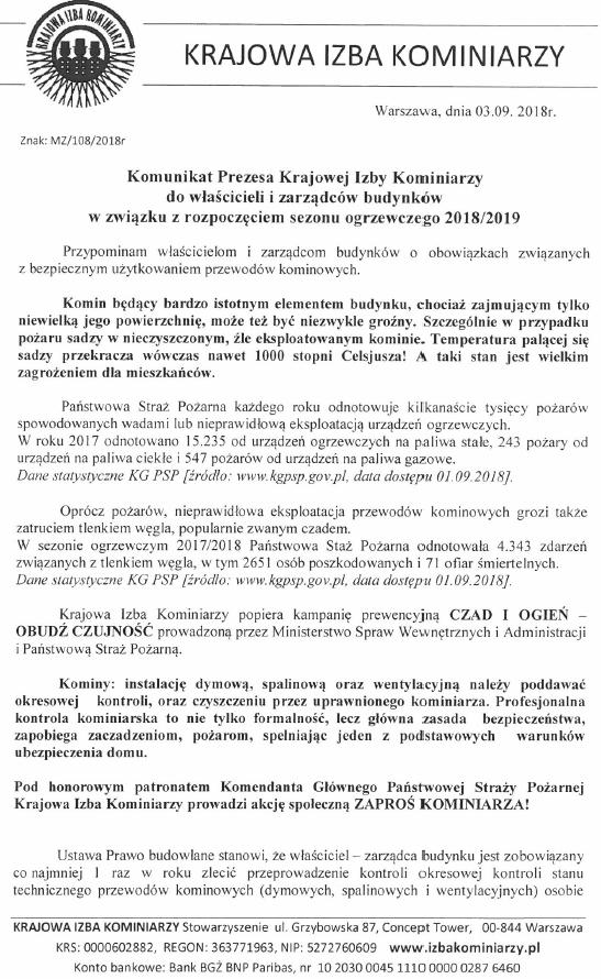 komunikat kominiarzy 2018 str1
