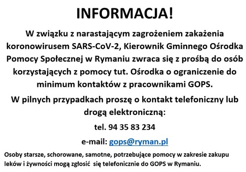 INFORMACJA GOPS koronawirus 500