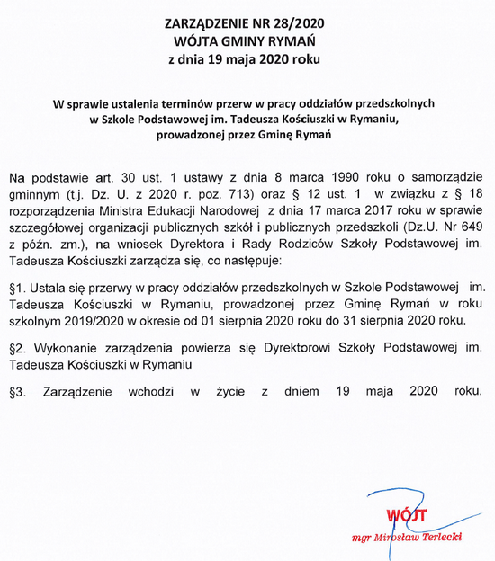 Przerwa Przedszkole 2020.05.20