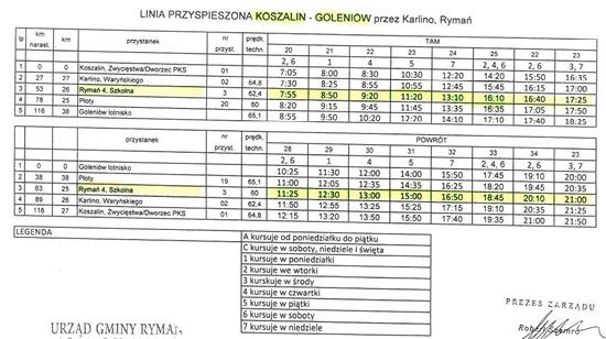 2 Linia KOSZALIN GOLENIOW przez Karlino 550