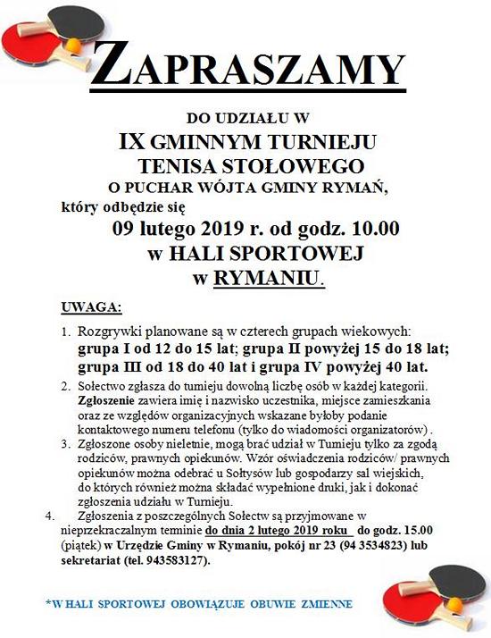 Turniej tenisa 09.02.2019