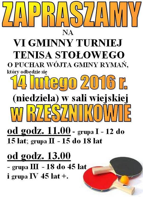 VI Turniej Tenisa Stolowego 14.02.2016